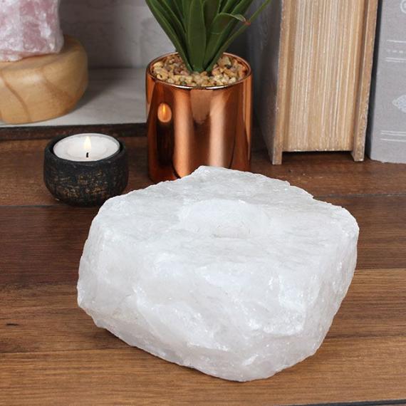 White Quartz Tealight Candle Holder with Scented Tealights
