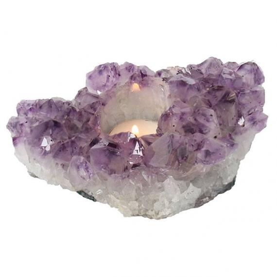 Picture of Amethyst Crystal Tealight Holder with Tealights