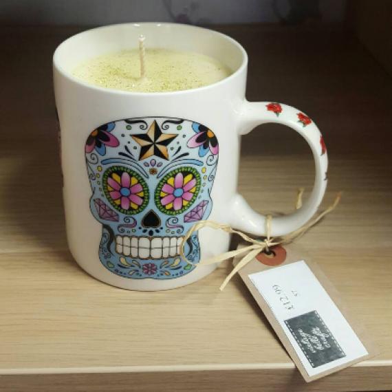 Sugar Skull Print Mug Candle