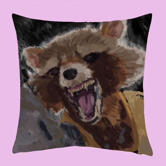 Picture of Rocket Racoon from Guardians of The Galaxy Cushion